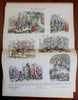 early Comic Art 1880's Munich 24 hand colored narrative picture sheets frameable