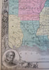 Civil War Southern Confederacy 1863 map w/ Lincoln & military Generals portrait