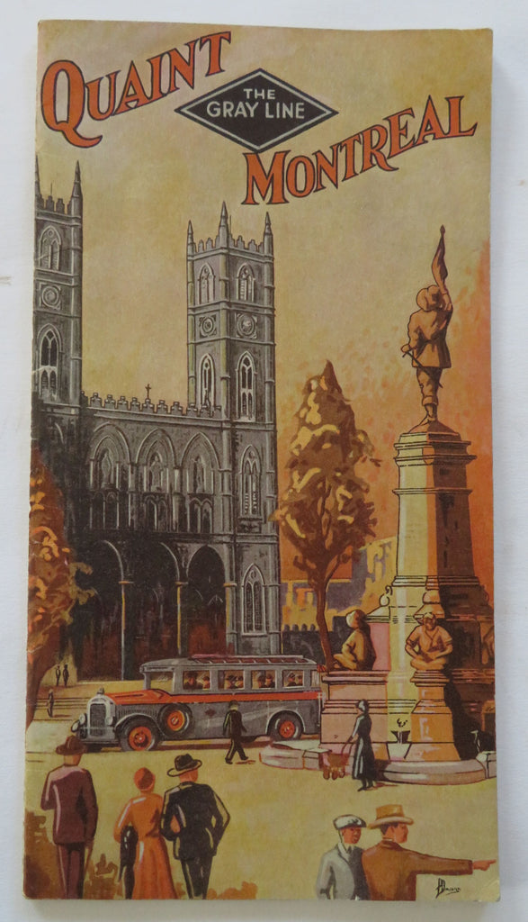 Quaint Montreal Tourist Sightseeing Info c. 1920's Gray Line pictorial brochure