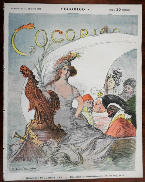 Turkey Ottoman Sultan Queen Victoria Cocorico magazine 1900 Leandre Art Nouveau