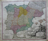 Spain & Portugal c.1750 Homann lovely decorative folio map w/ war cartouche