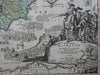 Spain & Portugal c.1750 Homann lovely decorative folio map w/ war cartouche