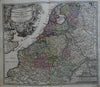 Holland Belgium Netherlands Low Countries c.1730 Homann fine decorative map