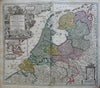 United Provinces Holland c. 1750's Homann decorative map w/ inset map Asia