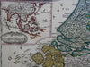 United Provinces Holland c. 1750's Homann decorative map w/ inset map Asia