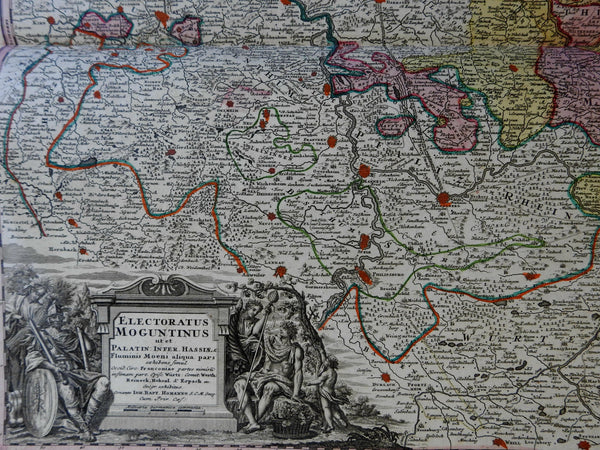 Germany Holy Roman Empire Electorate of Mainz c.1750 Homann fine decorative map