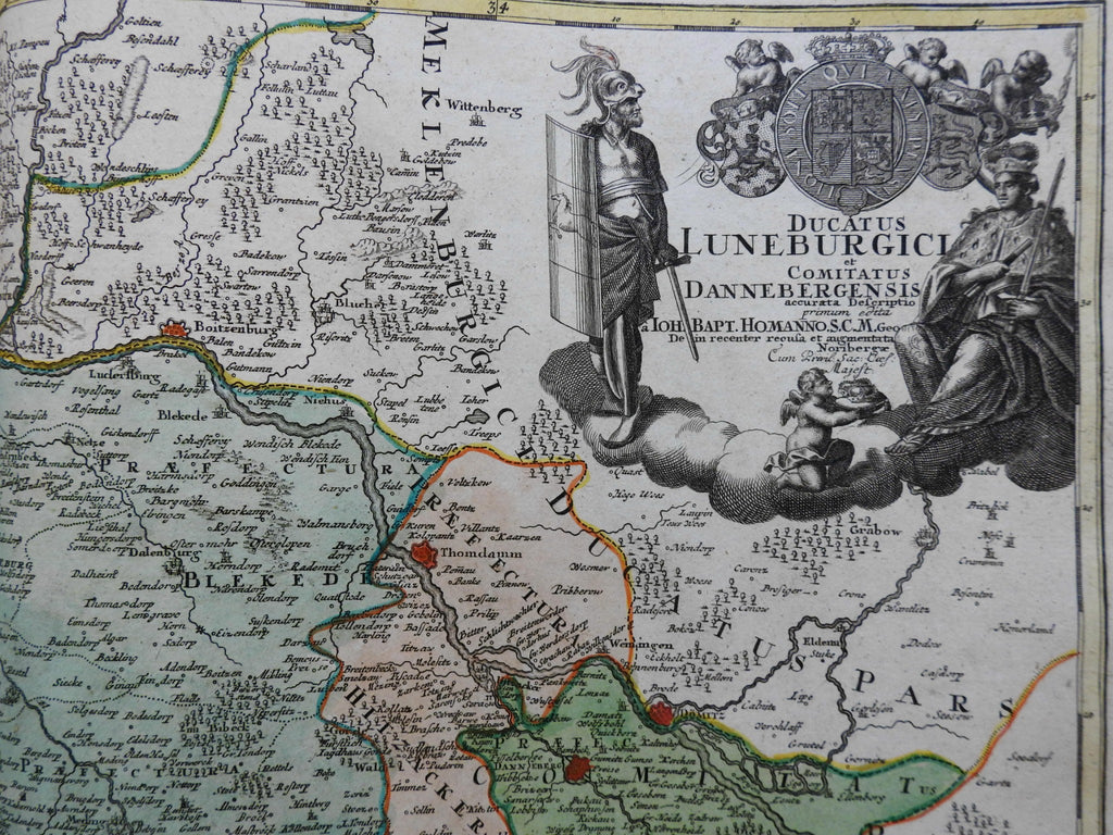 Germany Holy Roman Empire c. 1735 Homann decorative map Ducatus Luneberg Hamburg