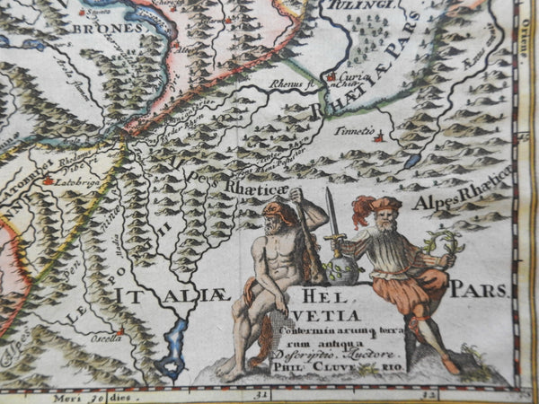 Switzerland Helvetia 1729 Paulus decorative old map Ancient World Roman Empire