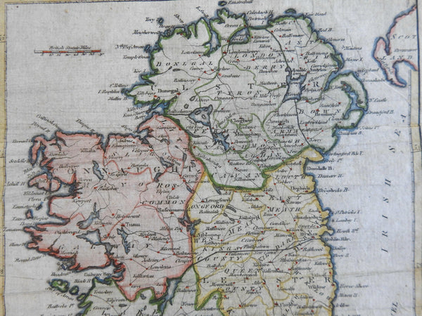 Ireland 1802 Whitehead Kincaid engraved old map with lovely hand color