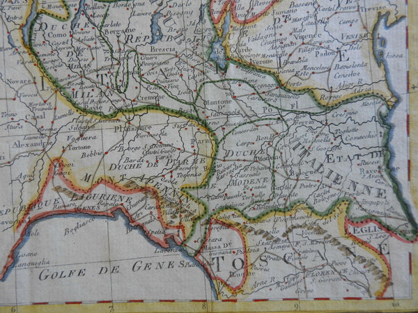 Italian Republic Northern Italy Venice Genoa Milan 1780 engraved regional map