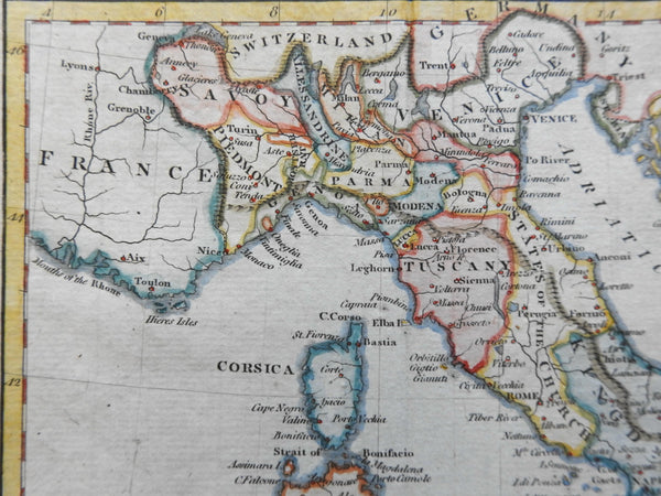 Italy Italia 1802 antique engraved lovely hand color miniature map