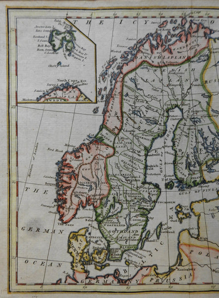 Scandinavia Sweden Norway Denmark Baltic Sea 1802 Neele engraved hand color map