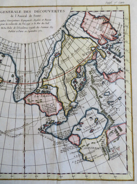NW America Admiral de Fonte discoveries Mer de l'Ouest 1752 de L'Isle wow map