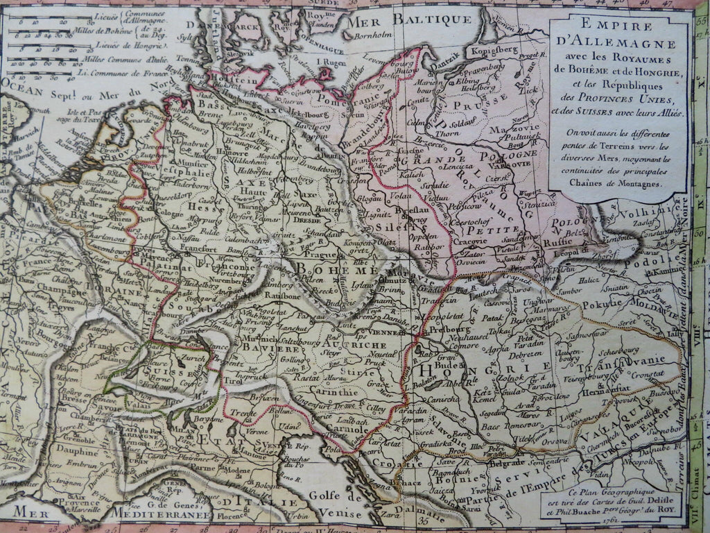 Germany Bohemia 1761 map Holy Roman Empire United Provinces by Buache & DeLisle