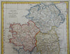 Ireland by itself c. 1780-1810 lovely hand colored engraved map