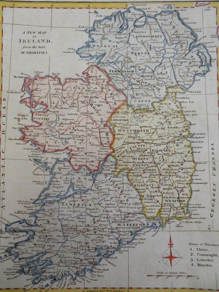 Ireland by itself c. 1780-1810 lovely hand colored engraved map