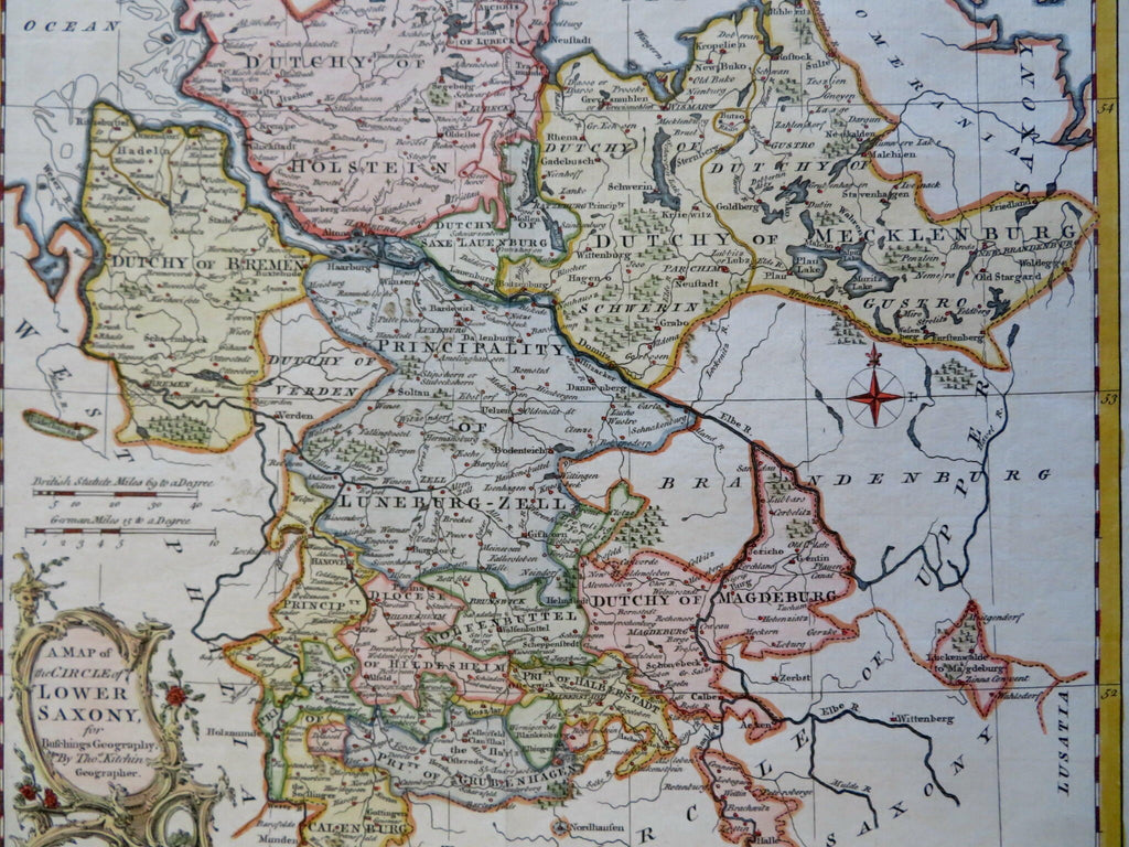 Germany Bremen Circle of Lower Saxony Holy Roman Empire 1762 fine Kitchin map