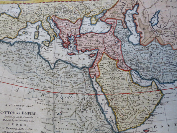 Arabia Persia Ottoman Empire east Africa Emerald Mts. 1777 Bowen hand color map