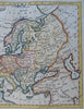 Europe continent c.1770 Kitchin decorative cartouche charming hand colored map