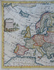 Europe continent c.1770 Kitchin decorative cartouche charming hand colored map