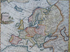 Europe continent c.1770 Kitchin decorative cartouche charming hand colored map