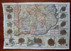 Catalonia Spain 1708 de la Feuille rare decorative map w/ 14 small city plans
