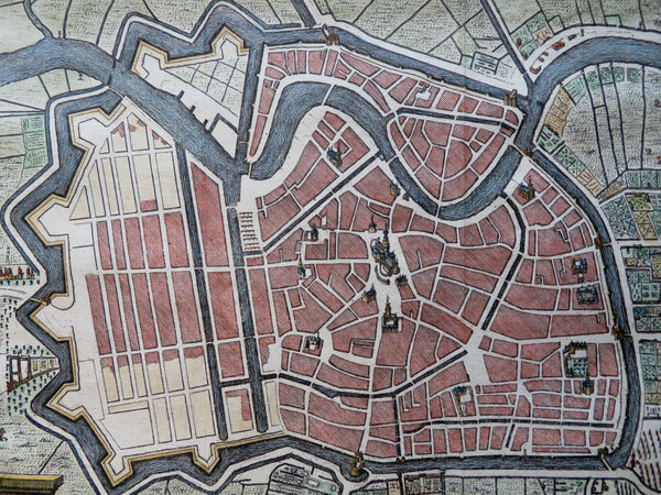 Haarlem Holland Netherlands c. 1720 map Harrewijn detailed hand color city plan