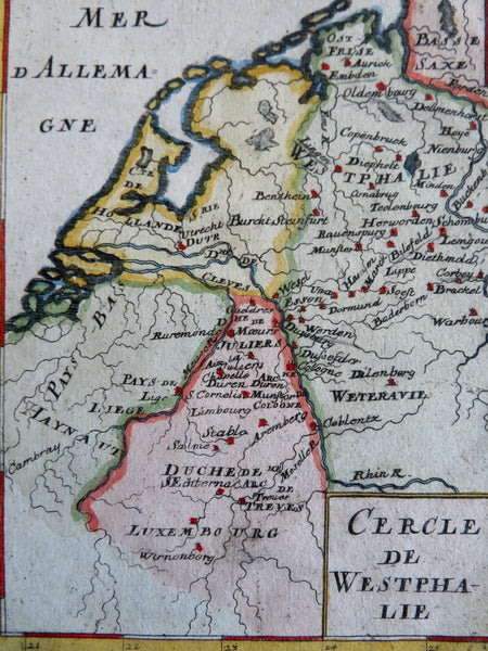 Germany Netherlands Westphalia Holy Roman Empire 1719 Mallet miniature HC map