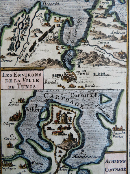 North Africa Tunis Ancient Carthage Tunisia 1719 Mallet pictorial city plan map