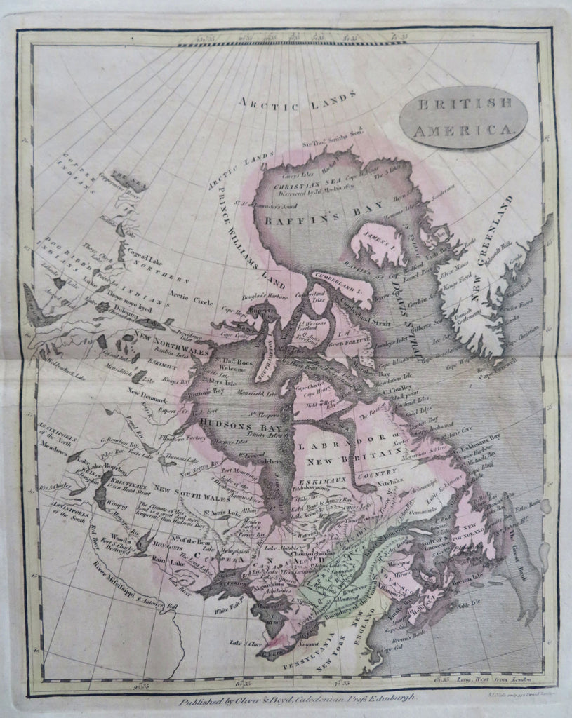 British America Canada c. 1801 Oliver & Boyd rare map unusual projection old hc