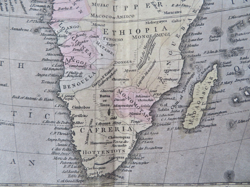 Africa continent c. 1801 Oliver & Boyd rare map fantasy interior Nile source