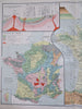 France Geological & Physical Map Paris Marseilles 1902 Belin map