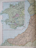 Wales United Kingdom 1895 Bacon huge 3 sheet map hand color