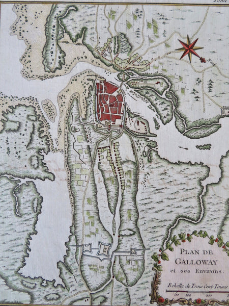 Galway Ireland Galloway city plan fortifications 1760 Bellin detailed map