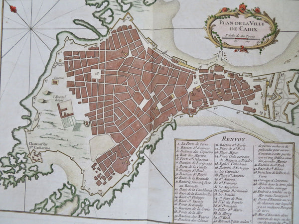 Cadiz Spain Military Fortifications Detailed City Plan 1760 Bellin map