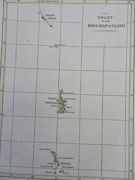 Ogasawara Islands Japan Bonin Islands Peel Island Coffin Islands 1850's map
