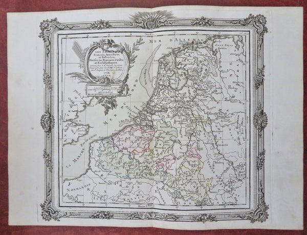 Netherlands Low Countries Holland 1766 Bion-Desnos engraved map hand color