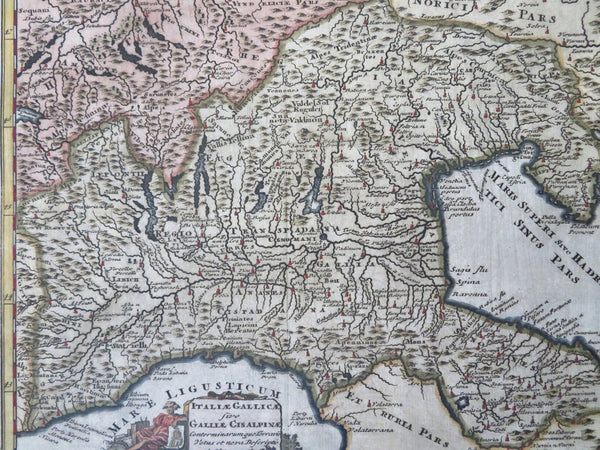 Northern Italy Cisalpine Gaul Venice 1729 Cluverius decorative historical map