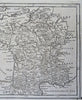 France Paris Orleans Bordeaux Dijon Toulouse 1745 H. Moll engraved map