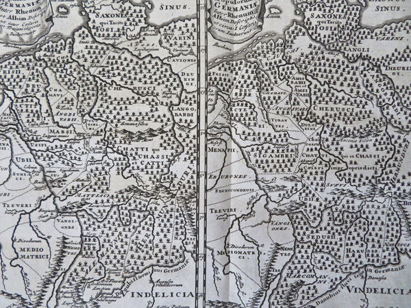 Germanic Tribes Ancient Germany Rhine River Danube 1711 Moll engraved map