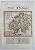 Sweden Norway Finland Baltic States Scandinavia 1709 Moll hand colored map