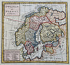 Sweden Norway Finland Baltic States Scandinavia 1709 Moll hand colored map