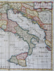 Italy Rome Florence Genoa Venice Milan Turin Naples c. 1700 Sanson engraved map