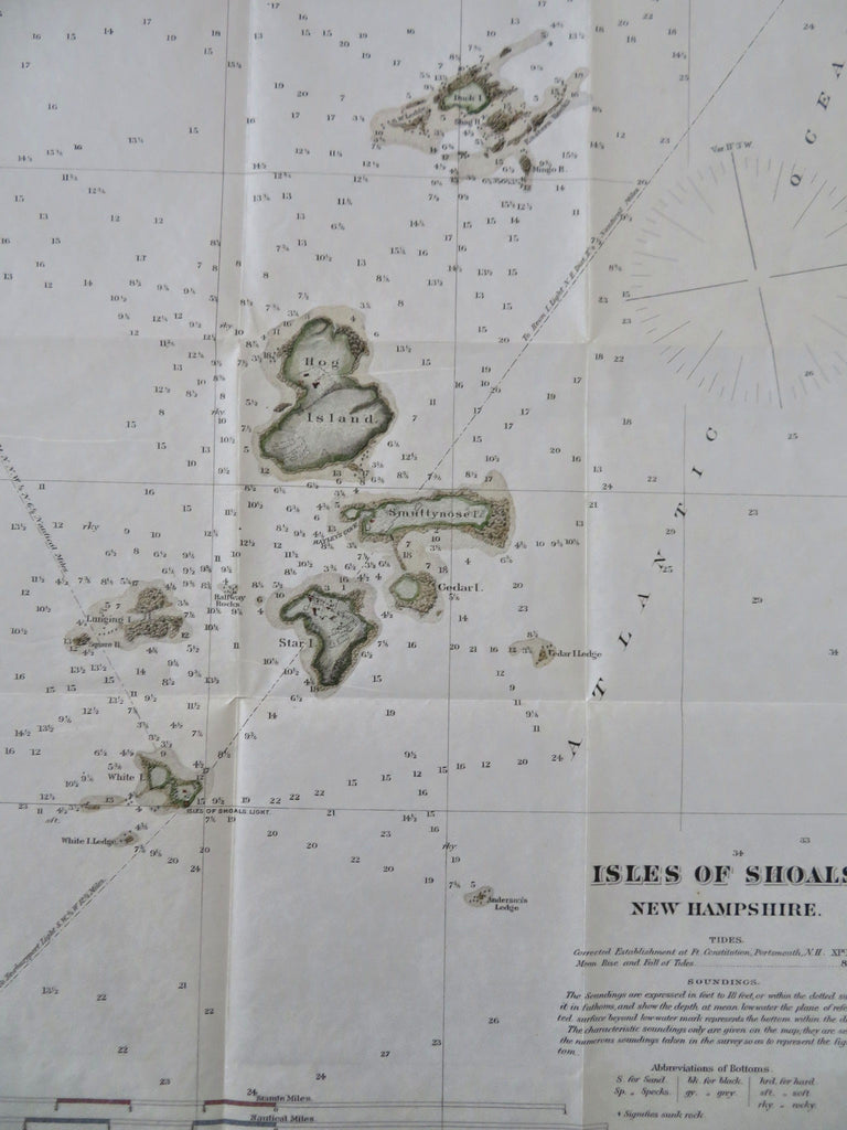 Isles of Shoals Maine New Hampshire Smuttynose Star 1873 nautical coastal map hc