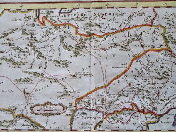 Central Asia Western Tartary Lake Baikal Silk Road c. 1749 engraved color map