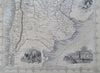 South America Chili La Plata c. 1850 Tallis Rapkin decorative hand colored map