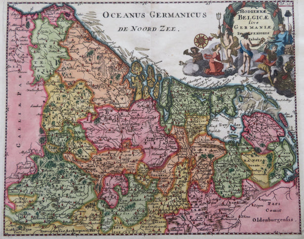 Low Countries Netherlands Belgium Holland 1697 Cluverius decorative map