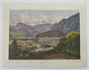 Bad Ischl Austria Resort Town Austrian Alps c. 1830 engraved landscape print