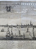 Antwerp Belgium Harbor & City View 1648 van den Hoeye Montanus rare print