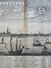 Antwerp Belgium Harbor & City View 1648 van den Hoeye Montanus rare print